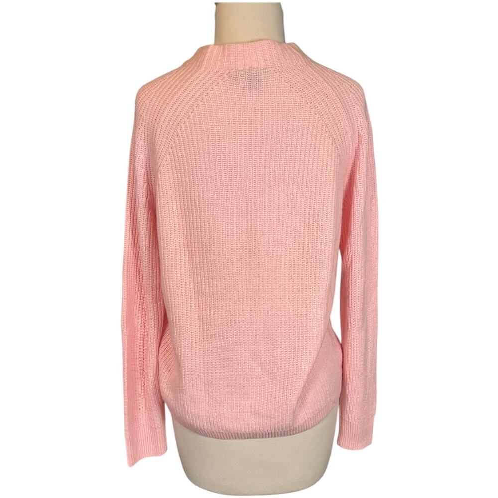J.Crew Pink Wool Blend Sweater with Velvet Bow Neck Size Small Preppy Luxury - Picture 2 of 10